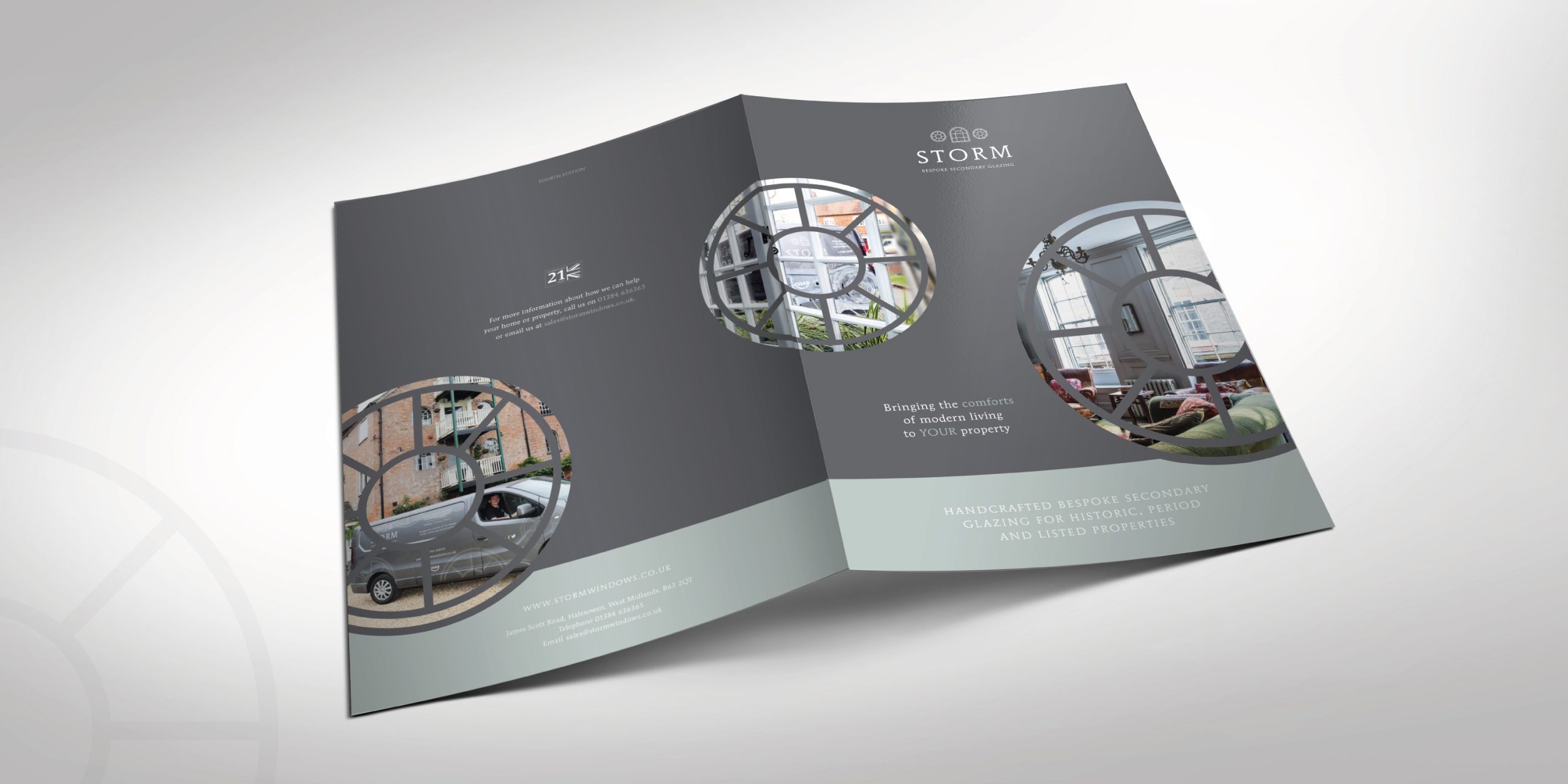 Storm Windows | Bespoke Secondary Glazing. Work included branding, brochure design, exhibition banners, flyers and van signage